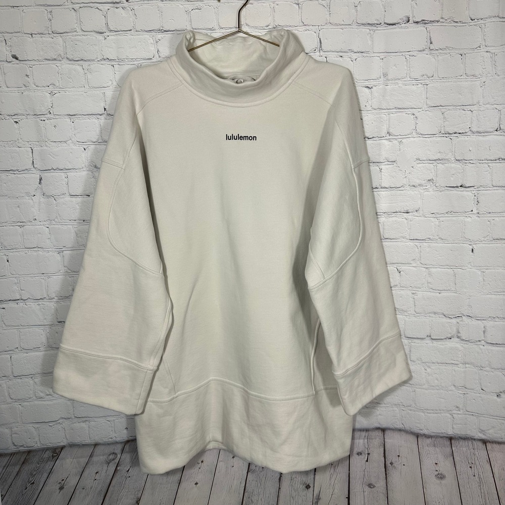 Lululemon Heavyweight Fleece Oversized Sweatshirt Mock Neck Bone LW3GWUS